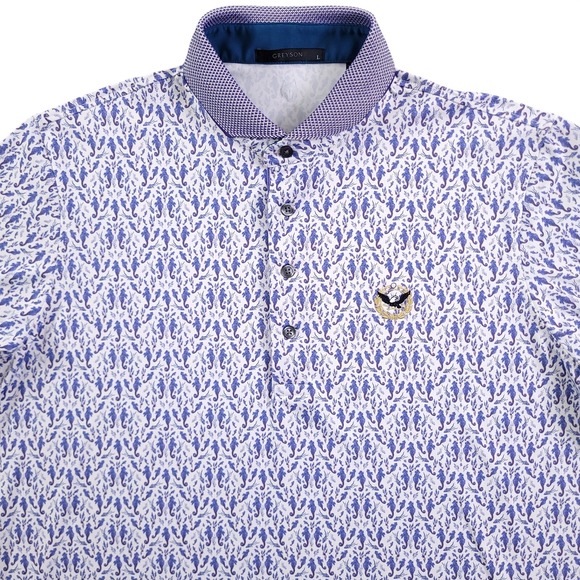 Greyson Other - Greyson Polo Shirt Mens L Robert Trent Jones Blue White Ocean Curiosities Golf